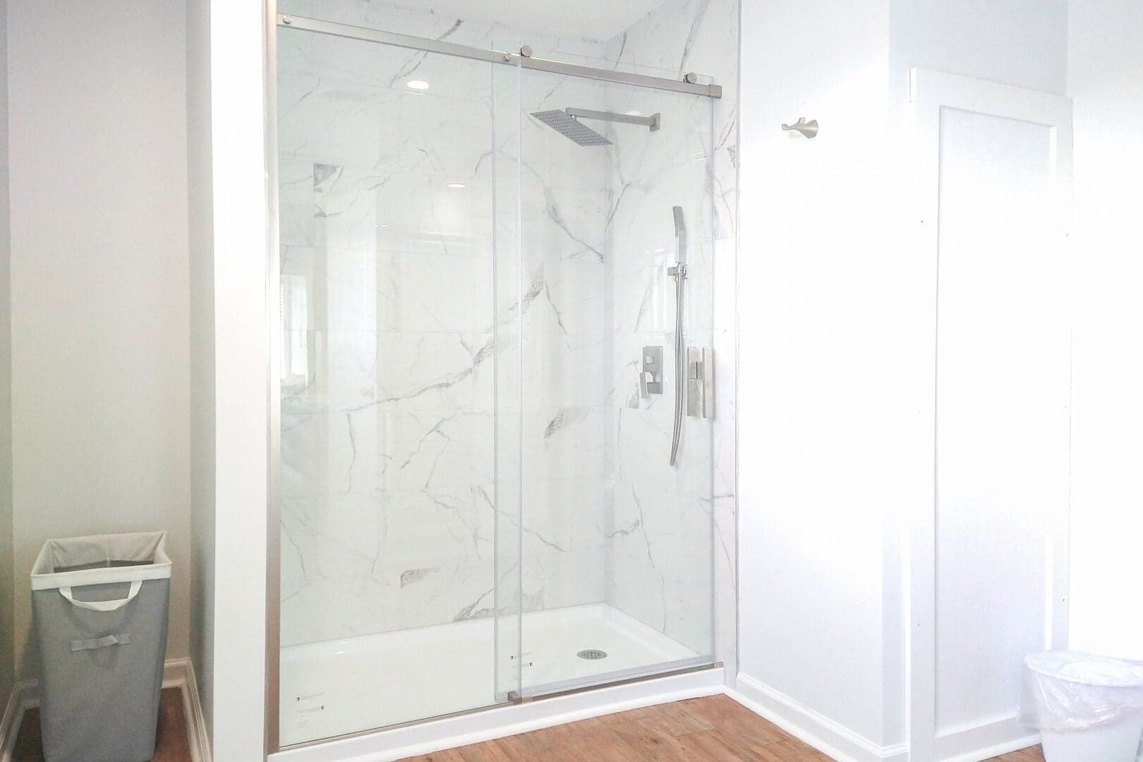 Full bathroom with glass walk-in shower