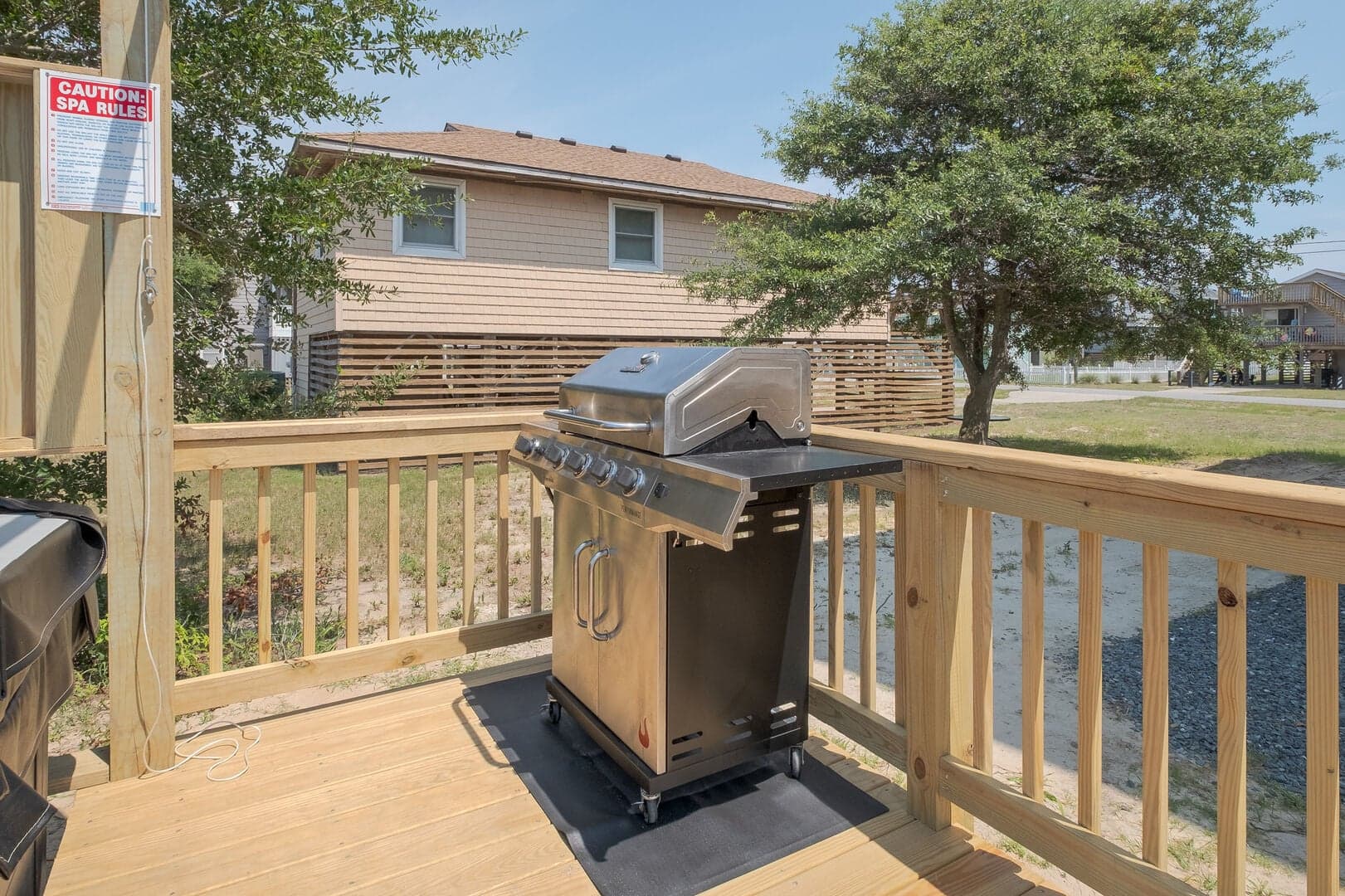 Gas grill on the back deck